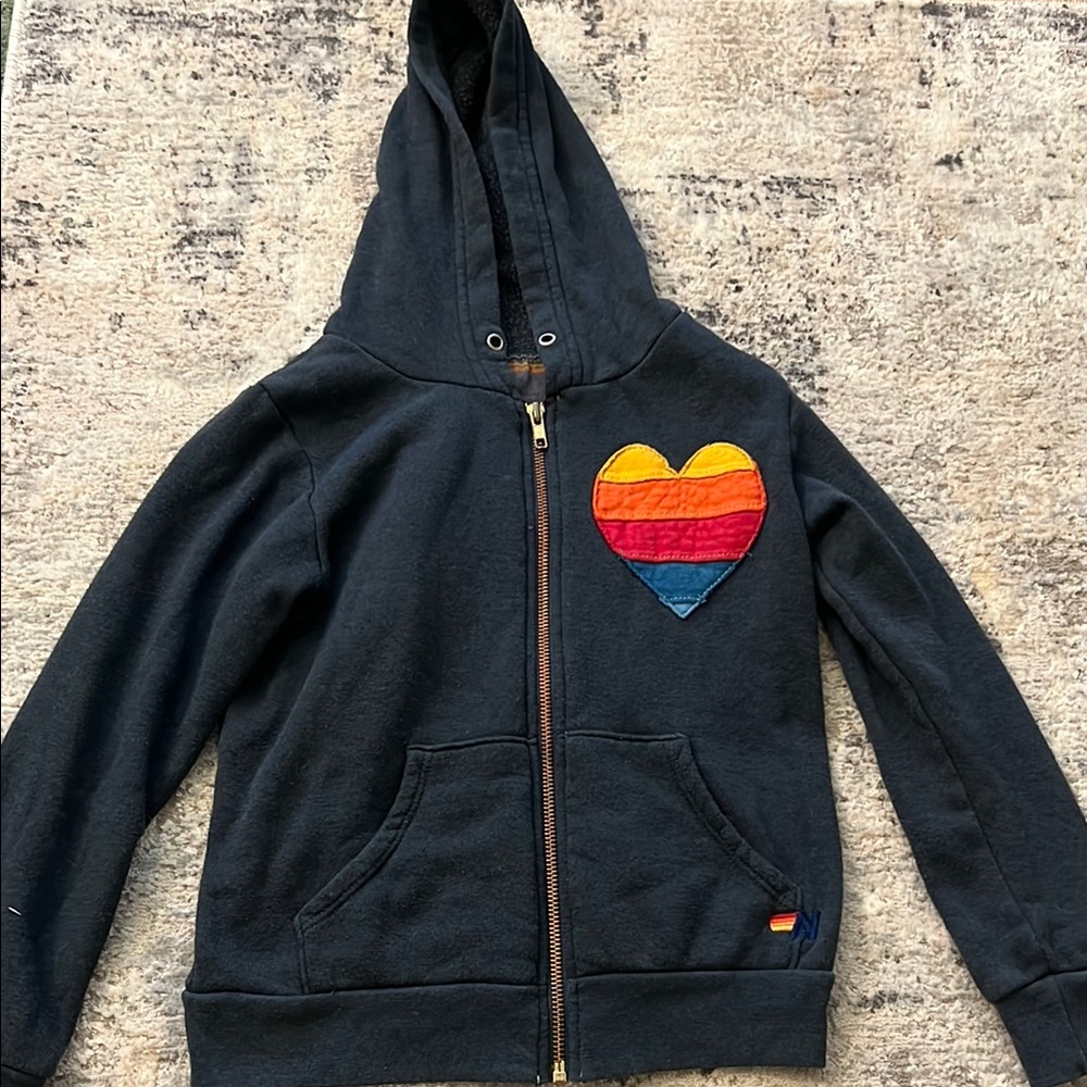 Kids Black Hoodie with Heart Patch
